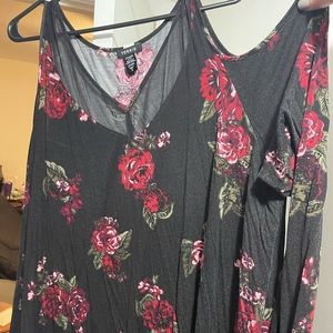 Torrid shoulderless long sleeve shirt with roses